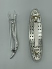 Vintage Rhinestone Floral Hair Barrettes 2pc Silver Tone Sparkling Crystal Clips