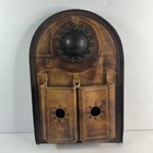 Tooled Leather Wood Wall Art Pocket Key Holder 12x8  Vintage Rustic Farm House