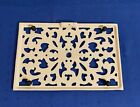 Vintage Cast Iron Ornate Enamel Trivet Footed Hanging Rectangle