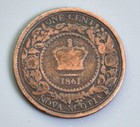 1861   Nova Scotia Canada   One Une Large Cent   Queen Victoria Coin    m814