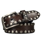 Real Leather Waist Belt Heavy Metal Rivet Studded Unisex Punk Rock Biker Belt