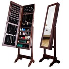 Jewelry Cabinet Armoire Full-length Mirror Free Standing Storage Organizer New