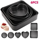 6pcs Non-stick Cake Pans With Removable Bottom Round Square Heart Shapes Baking