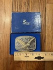 80s 200th Anniversary American Eagle Belt Buckle Sterling Silver Layer24kt Gold