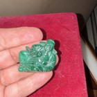 Lot Of 2 Green Carved Stone Figurines Mini Statues Small Carved Statues