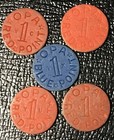 Ww Ii Blue 1 Point Opa Ration Token   4 Red -letters Tx Office Of Price Adm -j27