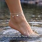 Gold Silver Heart Anklet Bracelet Women Waterproof Beach Charm Jewelry
