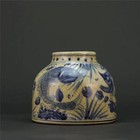 Old Chinese Blue And White Porcelain Fish Pattern Pot Porcelain Jar 10 6cm