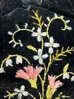 Vintage Black Embroidered Velvet Handbag With Abilone Adorned Metal Top