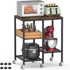 Kitchen Storage Cart On Wheels W  4 Tier Shelves Microwave Utility Trolley New