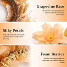 Fall Wreath For Front Door 24 Inch  Artificial Autumn Door Wreath With Lotus    