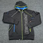Babolat Hoodie Jacket Men Medium Black Blue Green Full Zip Tennis Logo Athletic