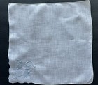 A  Vintage White Hankie Madeira Hand Embroidered Blue Monogram F Wedding Bride