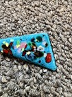 Vintage Mid-century Geometric Splatter Swirl Enamel Copper Turquoise Pin Brooch