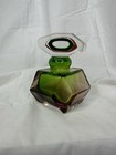 Faceted Sommerso Art Glass Perfume Bottle Green Ruby Pink Geometric Stopper