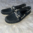 Sperry Top-sider Women s Blue White Leather Boat Shoes Size 6 5m Comfort Loafers