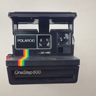 Polaroid Onestep 600 Instant Film Camera Rainbow Stripe Vintage W  Strap Clean