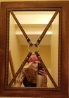 Vintage Jacques Adnet Style Wall Mirror Brass Faux Leather Body Harness Design