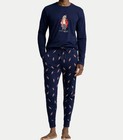 New Ralph Lauren Polo Holiday Pajama Bear Cotton 2 Piece Sleep Set