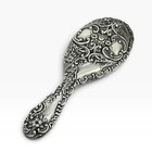 Antique Repousse Sterling Silver Hand Mirror Ornate Floral Scroll Vanity Mirror