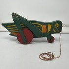 Vintage  Wooden Pull Toy Grasshopper 12   
