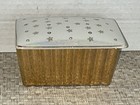Vintage Estate Mcm Art Deco Gold   White Jewelry Trinket Box 5  X3 5 x2 25 
