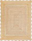 Rug Scallop Edge Braided Runner Rectangle Jute Rug Modern Room Mat Area Carpet
