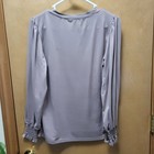 Misifi Women s Purple Satin Round Neck Puff Sleeve Smocked Blouse Size M