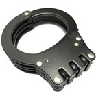 Professional Double Lock Black Steel Hinged Police Handcuffs W  Keys   Case New