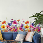 Watercolor Flower Wall Corner Stickers Floral Garden Baseboard Skirting Line Wal