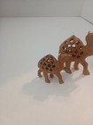 Vintage Carved Wooden Camels Mother And Baby