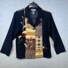 Indigo Moon Jacket Skirt Women s 10 Set Black Floral Patchwork Embroidered Boho