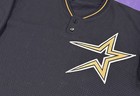 Game Used Moises Alou  18 Signed Houston Astros Majestic Navy gold Bp Jersey 52