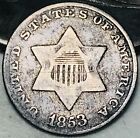 1853 Three Cent Silver Piece Trime 3c Type 1 Ungraded Choice Us Coin Cc25682