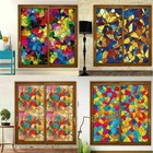 Modern Static Cling Window Films Multicolor Stained Glass Sticker Door Decor Art
