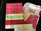 New Pair  2  Yves Delorme King Shams Pop Colorful Strip Reversible Cotton France