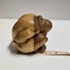 Hand Carved Wood Buddha Figurine Yogi Man Sculpture Sacred Weeping Statue 