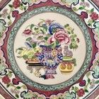 Vtg 10 25    Chinese Porcelain Chinoiserie Plate Macao Foo Dog flowers polychrome