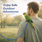 Parrot Bird Harness Leash Anti-bite Outdoor Blue Flying Training Rope Large 