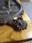 Vintage Nurre Wood Frame Etched Glass Mirror Gesso Gold Gilt   Flowers Chipped
