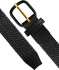 7001 Leather Covered Buckle Woven Elastic Stretch Golf Belt 1-1 4  32mm  Wide