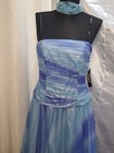 Delaru Boutique Strapless Blue Ombre Prom Dress Tulle Formal Gown Corset Maxi   