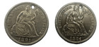Love Tokens 1891 Seated Liberty Silver Dime Engraved Monogram Chain Hole 2 Coins