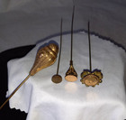 4 Antique Victorian Gold Plated Top Filigree brass Hatpin