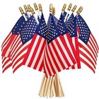 Small American Flags On Stick  Pre-assembled Small American 4  6 Inch 15 Pcs