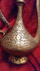 Rare Asian Antique Fine Engraved Ewer Wine Pot Vase Tin Copper Brass Handmade