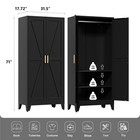 2 Doors Bedroom Metal Closet Wardrobe W  Adjustable Shelves For Hanging Clothes