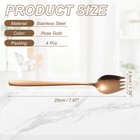 4pcs Stainless Steel Spork 7 9  Spork Fork-spoon Combo For Dessert Rose Gold