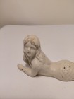 Vintage Cast Iron Mermaid Figurine With Rustic White Patina Nautical Decor