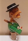 Vintage German Wood Mechanical Man Wine Stopper Hand Carved